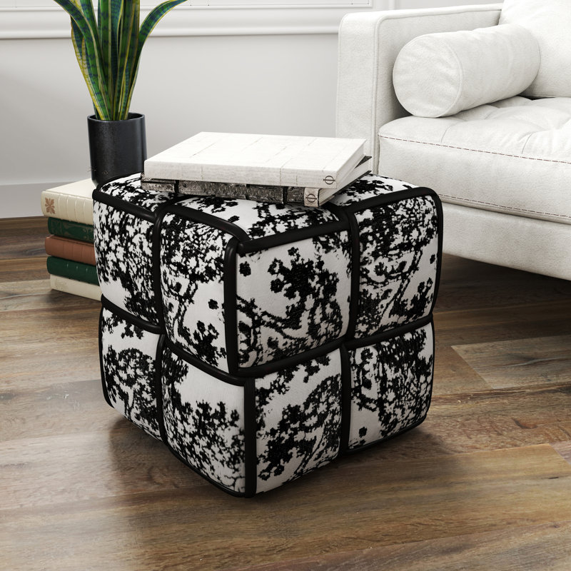Black And White Foot Stool Square Ottoman Pouf